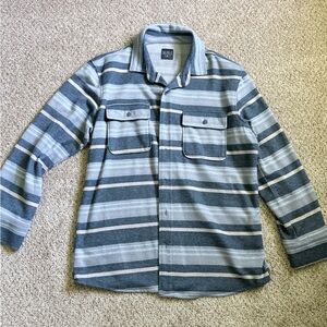 Blue & Gray Striped Lightweight Shirt Jacket